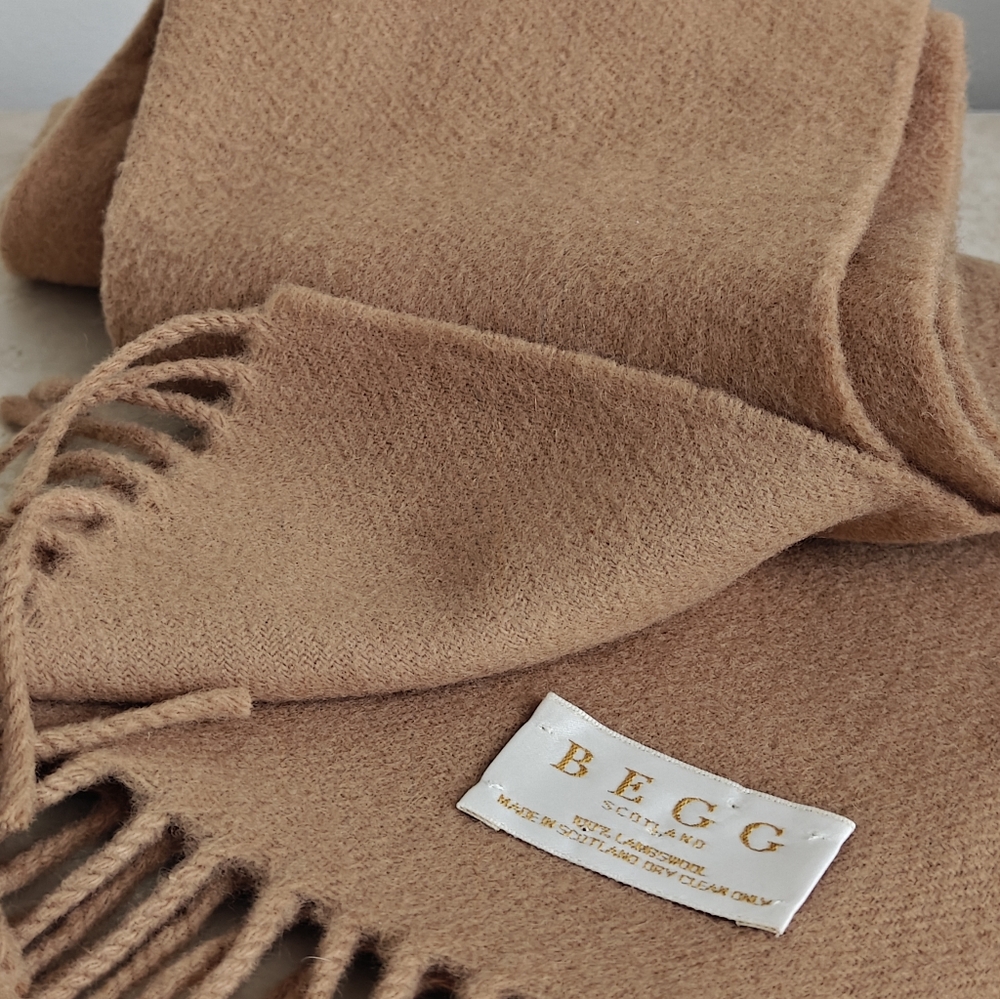 Begg & Co Camel Tone Lambeswool Scarf